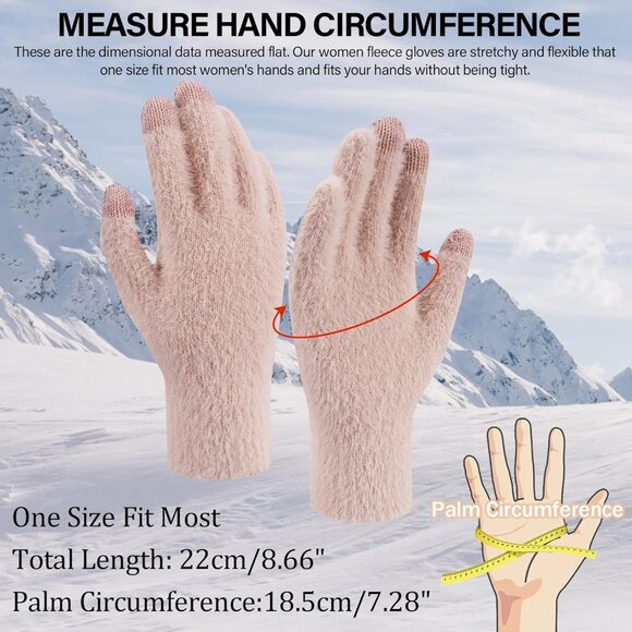 Women's Pink Winter Touchscreen Velvet Elastic Warm Gloves for Cold Weather - Picture 4 of 6